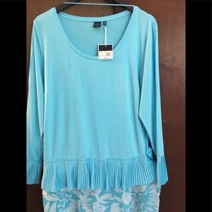 NWT KAARI blue curvy TURBO Turquoise 2X peplum top